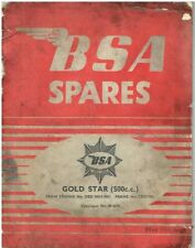 BSA 500cc DBD34 GOLD STAR MOTORCYCLE ORIGINAL 1960 FACTORY PARTS CATALOGUE