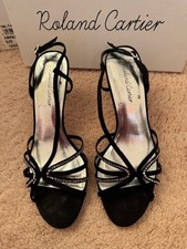 ROLAND CARTIER SANDALS SIZE 6 BLACK SPARKLY