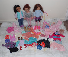 Our Generation Dolls & Clothes Bundle Outfits Shoes Scooter - 3 Dolls