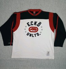 Ecko Unltd. Men's T-Shirt Size XL Red/White Long Sleeve Graphic Print Crew Neck
