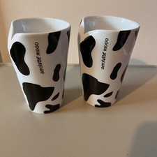 Pair Of Aerolatte Mooo Replacement Milk Mugs Tumbler Porcelain