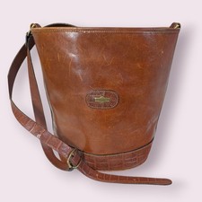 Vintage El Camparo Leather Bucket Bag Crossbody Brown Suede Drawstring Pouch 