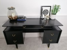 Upcycled G Plan Dressing Table Desk Mid Century Black Gold by Danny Kay Designs