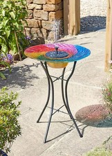 Smart Solar Garden Birdbath Fountain Glass Bowl Outdoor Water Feature Yard Décor