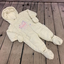 Baby Babies Snow Suit hooded snowsuit well padded cream 6-9 Months