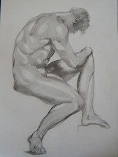 Pencil drawing male - drawing, nude