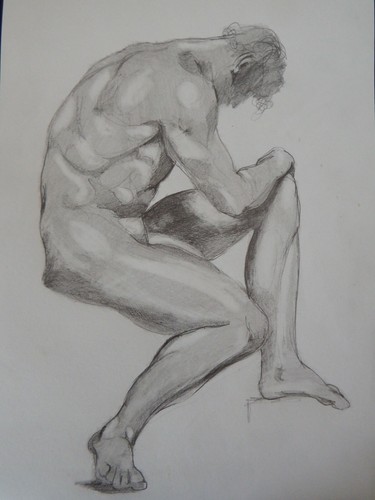 Pencil drawing male nude after - male,