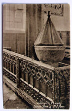 Postcard - LAUNCELLS CHURCH, CORNWALL, SAXON FONT & OLD PEW, Frith (CW1-18)