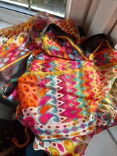 L/XL/M LADIES SEA SARONG pink multi colour soft long scarf border define prints 