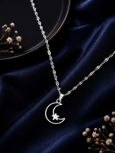 Crystal moon star pendant 925 - crystal,