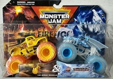 Monster Jam Double Fire & Ice Whiplash 'W' Vs Bakugan Dragonoid 1:64 Trucks New
