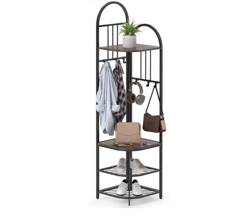 Corner coat rack stand tier - corner, 4-tier