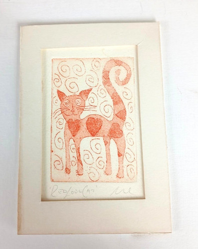 Cat limited edition linocut - limited,