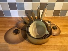 Set Of 5 Le Creuset Cast Iron Saucepans with spouts Hazelnut Brown 22-14 inch