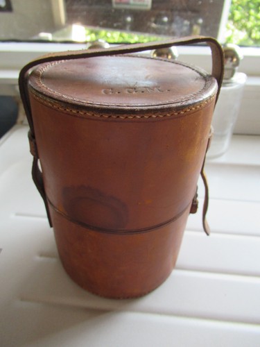 Vintage leather hip flask - flask, with