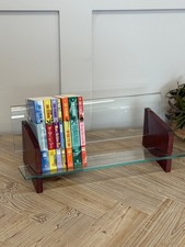 Vintage Mid Century Danish Teak Glass Book Trough Stand Shelf Rest Display
