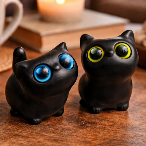 Handmade wooden cat figurine - wooden,
