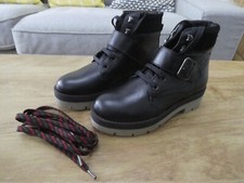 Topshop Ladies Girls Black Leather Ankle Biker Boots - Size 3