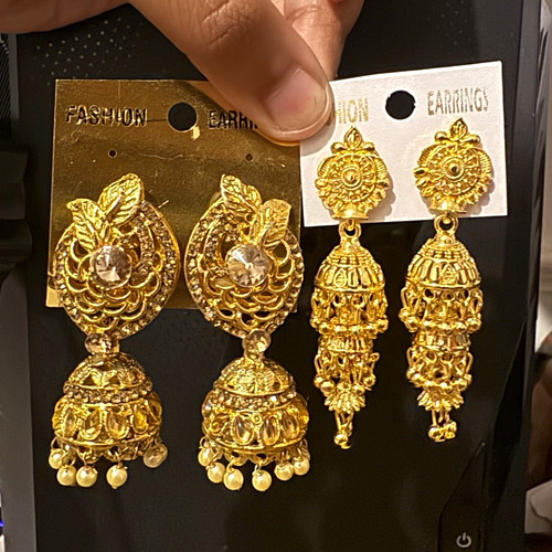 Gold plated jhumka dangle - gold,