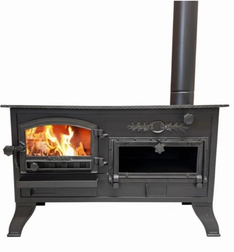 Wood burning stove with - burning, oven