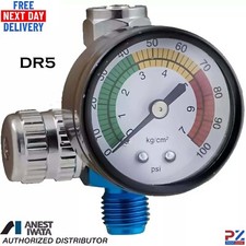 Air Gunsa DR5 Spray Gun by Anest Iwata with In-line Air Pressure Regulator Gauge