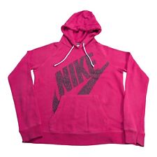 Nike Women's Pink and Black Spell Out Graphic Hoodie Size-Medium (See Photos)