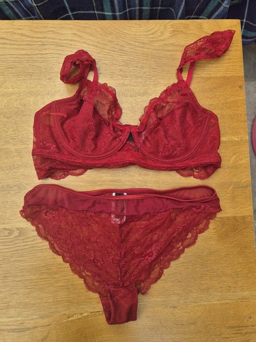 Burgundy women bra set - women's,