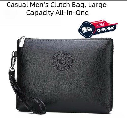 Men black leather clutch - men’s,
