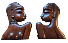 Pair of Art Deco Karl Hagenauer/Hagenauer Style African Wooden Bust/Book End