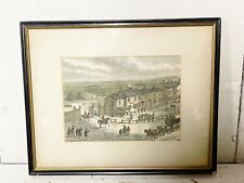 ANTIQUE  FRAMED HAND-COLORED ENGRAVING PRINT HISTORIC COACHING INN SCENE
