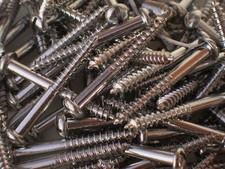 Woodscrews 1½" x 8 pk 12 Chrome Round Head Brass Slotted Wood screw GKN