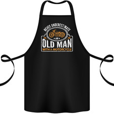 Old Man With a Motorcycle Biker Motorcycle Cotton Apron 100% Organic