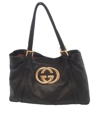 Gucci Britt Vintage Black Leather Handbag