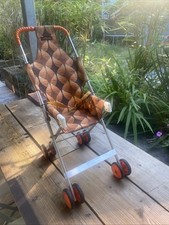 Dolls Pram Pushchair Buggy Vintage Retro Toys 1970’s Orange Brown Stroller Kids