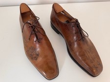 Berluti Alessandro Galet Scritto Leather Oxford - Tobacco Bis - Size UK8