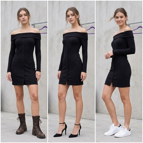 Off shoulder ribbed dress - shoulder,