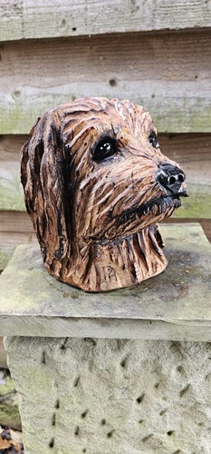 Chainsaw carved cockapoo dog - chainsaw,