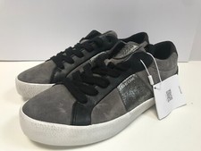 GEOX Suede Grey Trainers UK 2.5 Girls Ladies Glitter Lace Up EU 35 RESPIRA Shoes
