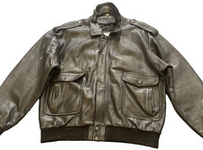 Vintage Kuang Huei Genuine Leather Lined Flight Bomber Jacket Size Large