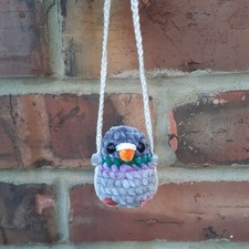 Pigeon on a Swing Car Mirror