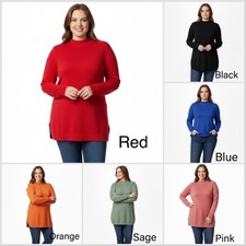 NEW Ex Yours Clothing Women's Plus Size Mock Neck Longline Jumper Size 14 to 28
