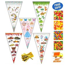 Party Cone Bags for Sweets Plastic Cellophane Popcorn Sweetie Candy Treat Favour