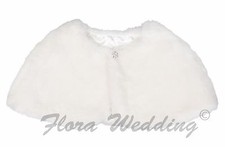 Flower Girl Faux Fur Shrug/Bridesmaid Wedding Bolero/Child Cape/Cover up,Brooch