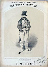 Antique Music Hall Theatre Cover - The Organ Grinder - Arthur Lloyd - c1865