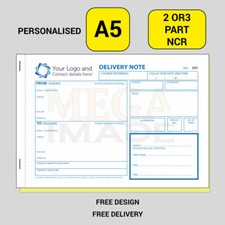 DELIVERY  NOTE COURIER, PERSONALISED PRINTED NCR, A5 SIZE, FREE DELIVERY