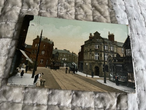 Old postcard railway street - postcard,