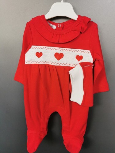 Baby girls red hearts smocked - baby,