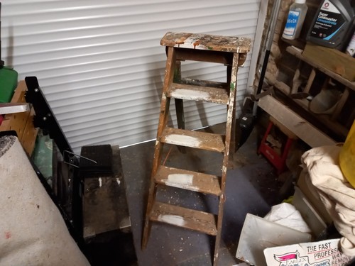 Old vintage wooden step ladder - vintage,