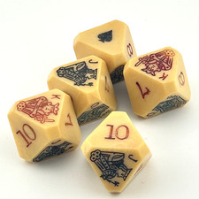 Antique Celluloid Octahedron Poker Dice Set x 5 Date circa 1881