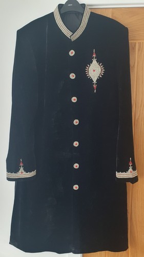 Black sherwani wedding suit - sherwani,